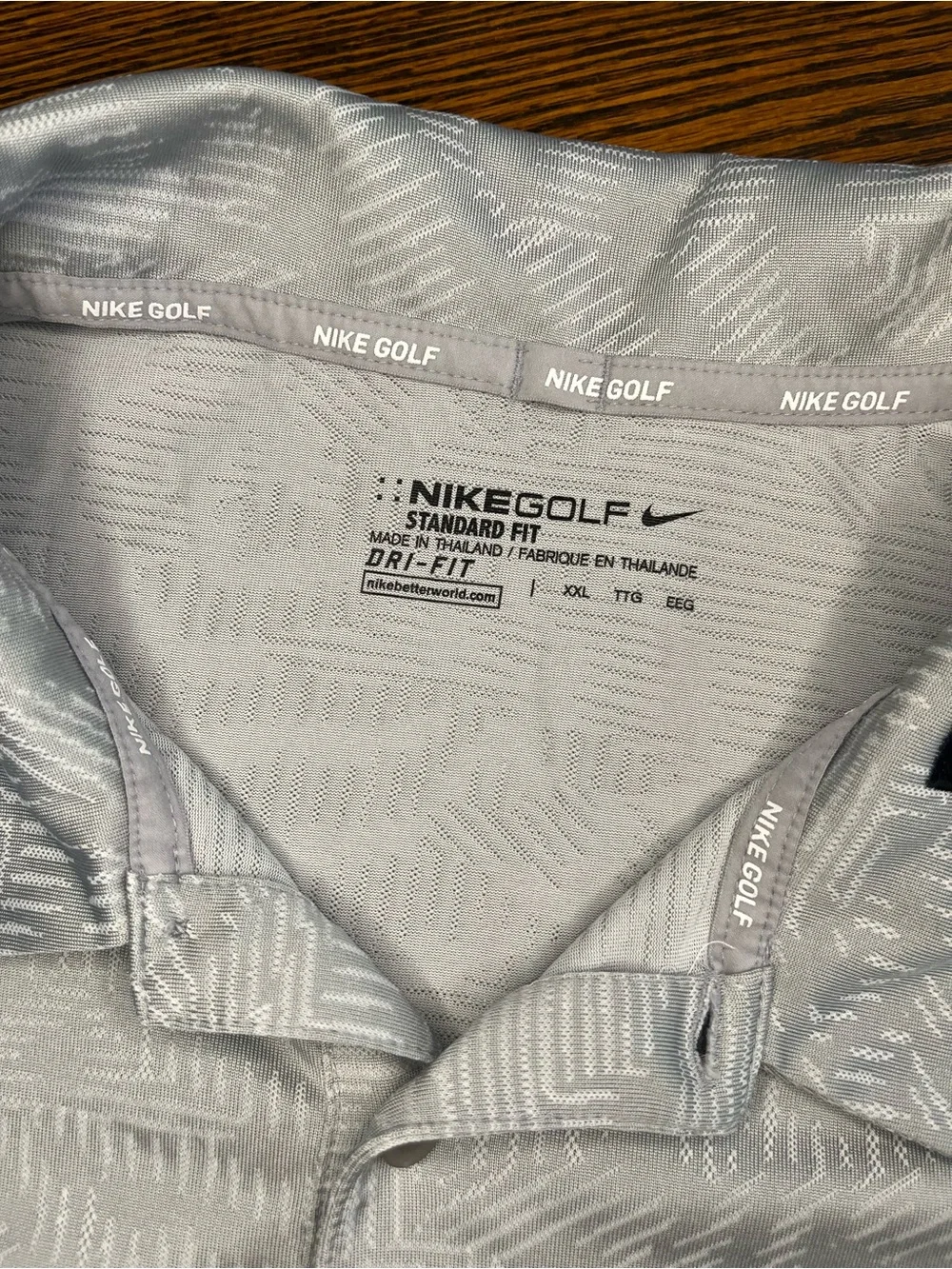Nike Golf Polo Shirt Men's XXL Dri Fit Standard Fit Gray Jacquard Disney Resort